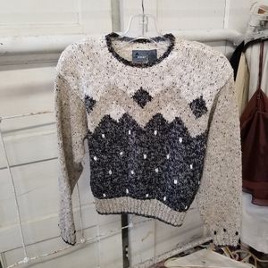 Vintage Liz Wear Small Petite Black Gray Sweater